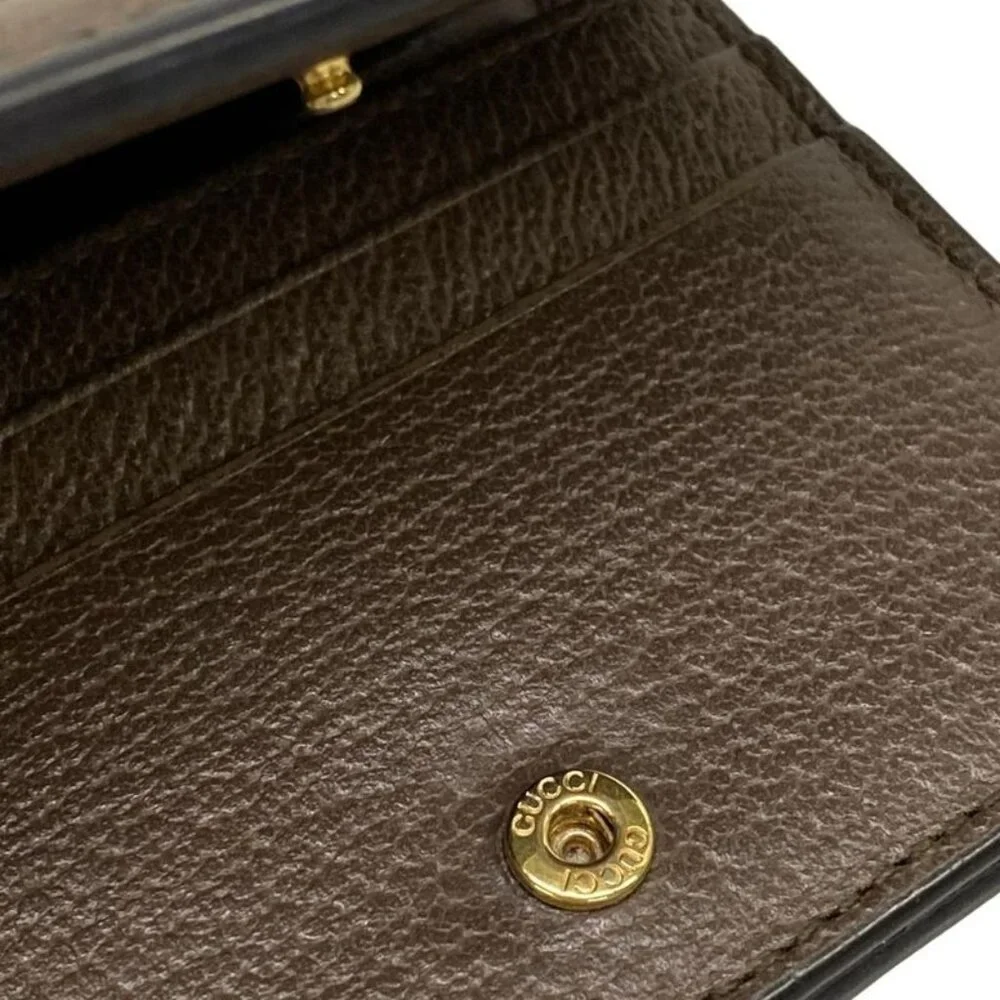 Gucci Bifold Wallet Ophidia Dark Brown Red Multi Cotton Leather Dark X Multi - Picture 7 of 7